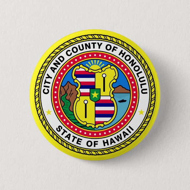 Flag of Honolulu, Hawai’i Button (Front)