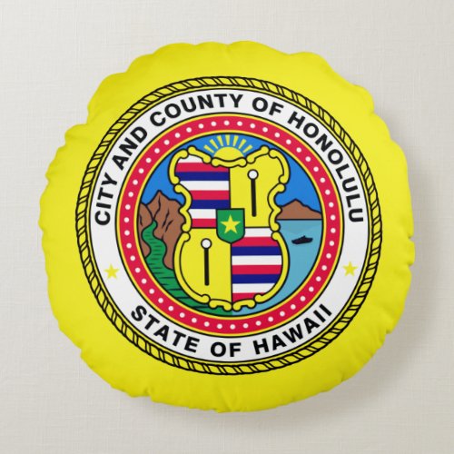 Flag of Honolulu Hawaii Round Pillow