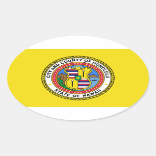 Flag of Honolulu, Hawaii Oval Sticker
