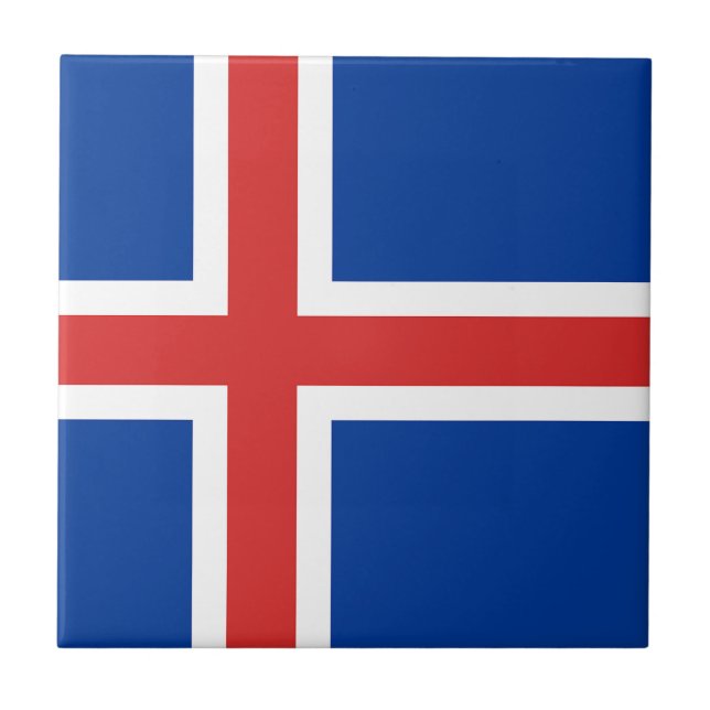 Flag of Iceland Ceramic Tile (Front)