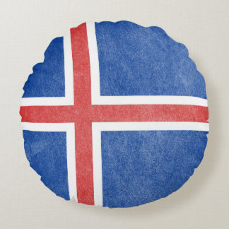 Flag of Iceland Grunge Round Pillow