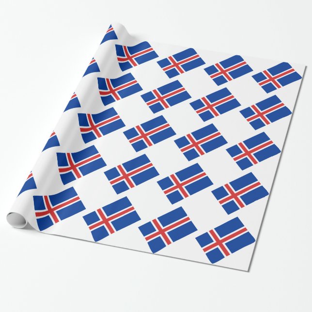 Flag of Iceland Wrapping Paper (Unrolled)