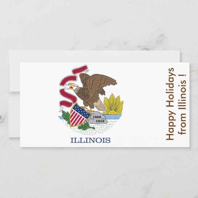 Flag of Illinois, Happy Holidays from U.S.A. Holiday Card (Front)