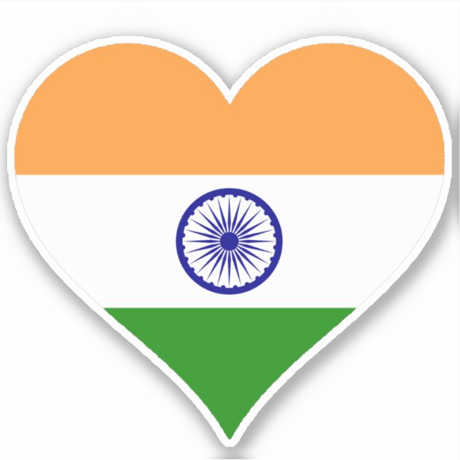 Flag of India Heart Sticker (Front)