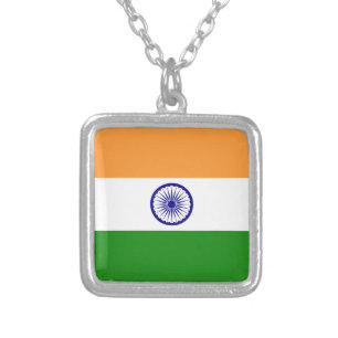 Flag of India Silver Plated Necklace