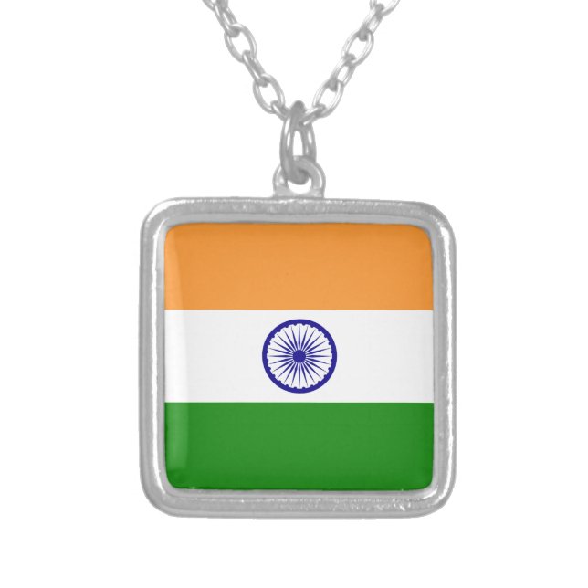 Flag of India Silver Plated Necklace (Front)