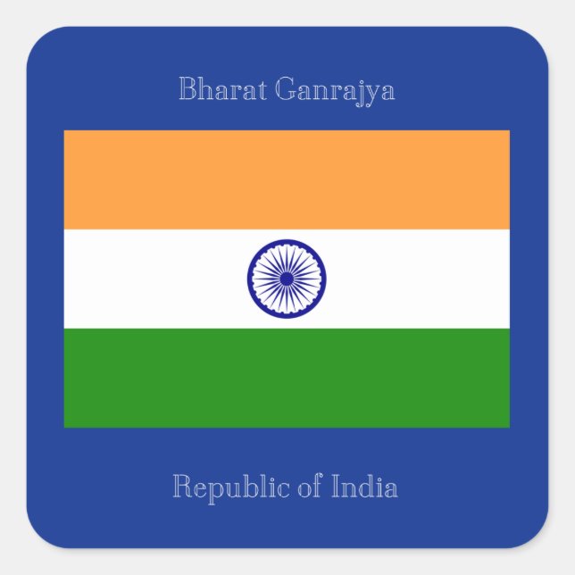 Flag of India Square Sticker (Front)
