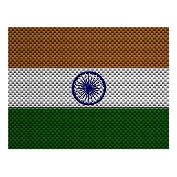 Flag of India with Carbon Fiber Effect Post Card