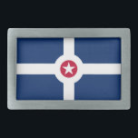 Flag of Indianapolis, Indiana Belt Buckle<br><div class="desc">Belt Buckle with flag of city of Indianapolis,  Indiana; blue flag with white cross and red circle with white star in the center</div>