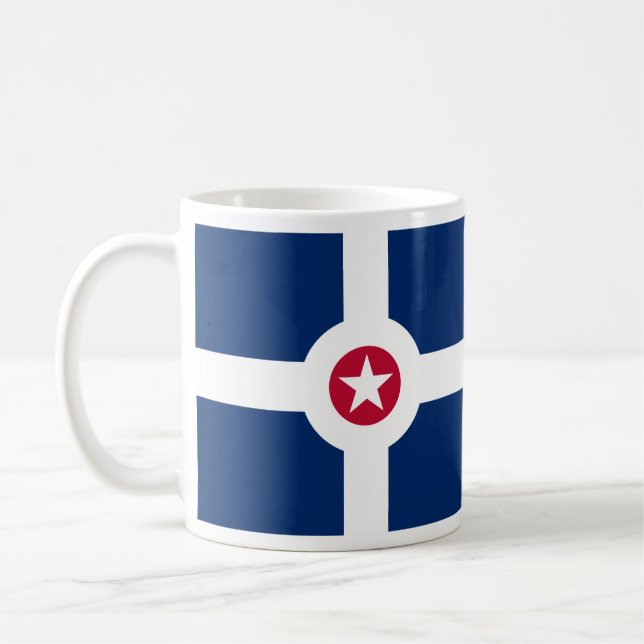 Flag of Indianapolis, Indiana Coffee Mug (Left)