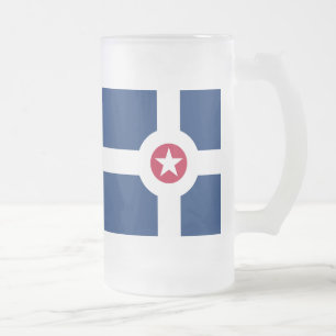 Flag of Indianapolis, Indiana Frosted Glass Beer M Frosted Glass Beer Mug
