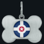 Flag of Indianapolis, Indiana Pet Tag<br><div class="desc">Pet Tag with flag of city of Indianapolis,  Indiana; blue flag with white cross and red circle with white star in the center</div>