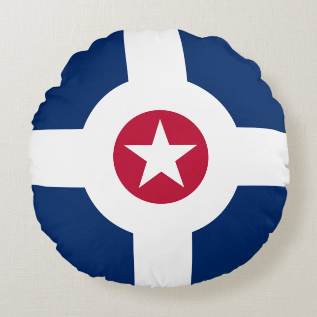 Flag of Indianapolis, Indiana Round Pillow (Front)