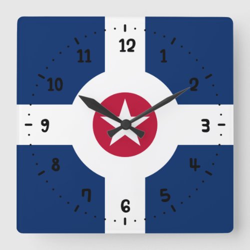 Flag of Indianapolis Indiana Square Wall Clock