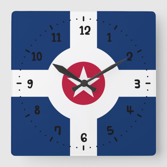 Flag of Indianapolis, Indiana Square Wall Clock (Front)