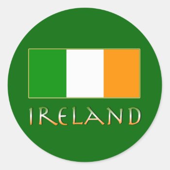 Flag Of Ireland Classic Round Sticker by Scotts_Barn at Zazzle