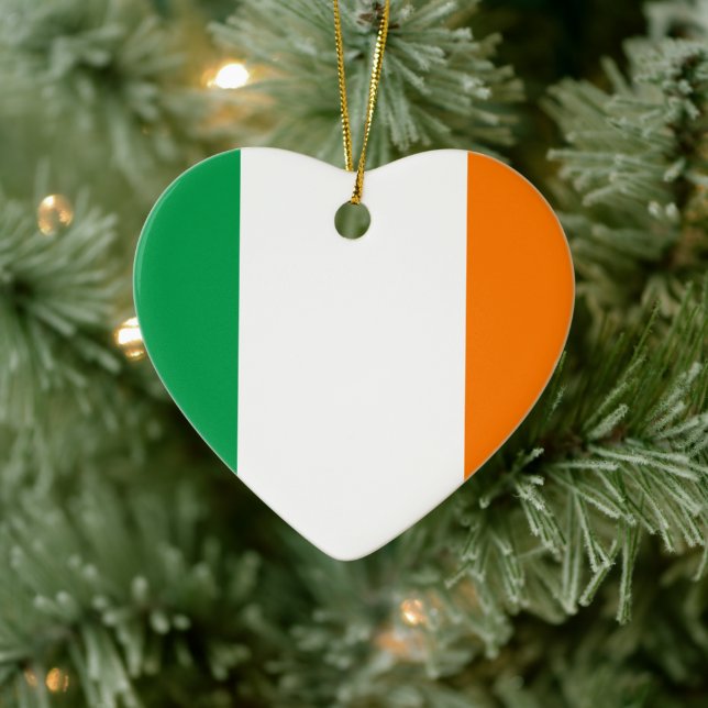 Flag of Ireland Heart Ceramic Ornament (Tree)