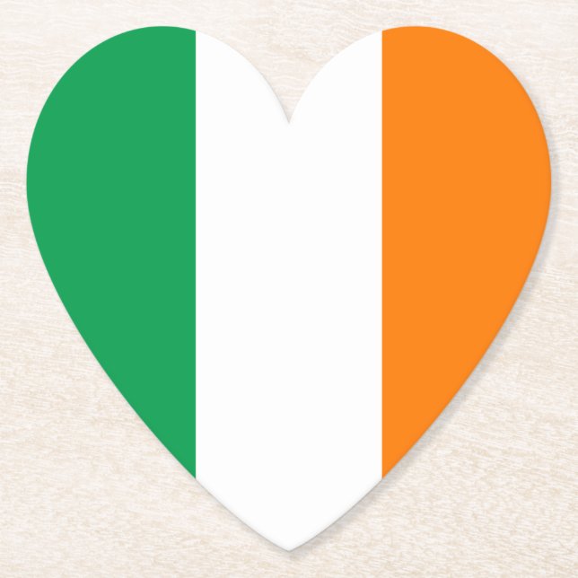 Flag of Ireland Heart Paper Coaster (Front)