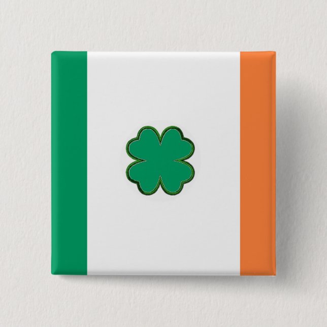 Flag of Ireland Shamrock Button (Front)