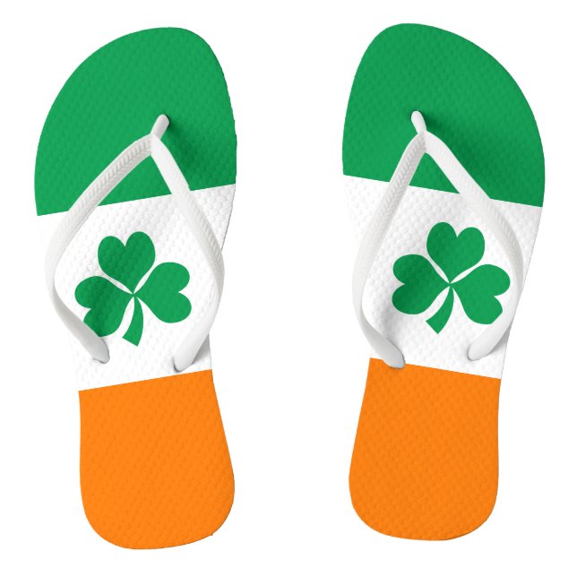 Flag of Ireland Shamrock Flip Flops (Footbed)