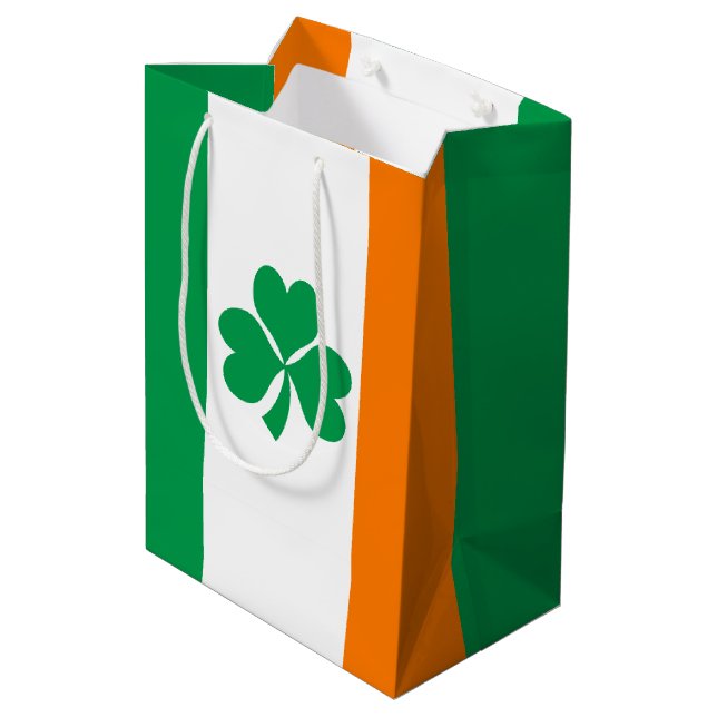 Flag of Ireland Shamrock Medium Gift Bag (Back Angled)
