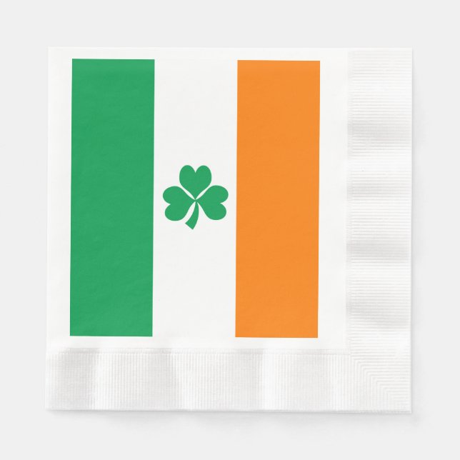 Flag of Ireland Shamrock Paper Napkins (Front)