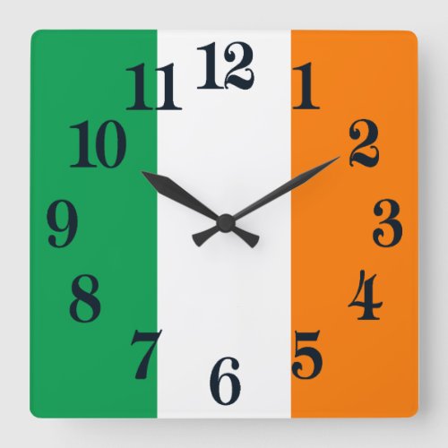 Flag of Ireland Shamrock Square Wall Clock