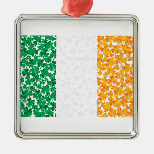 Flag of Ireland Shamrocks Metal Ornament