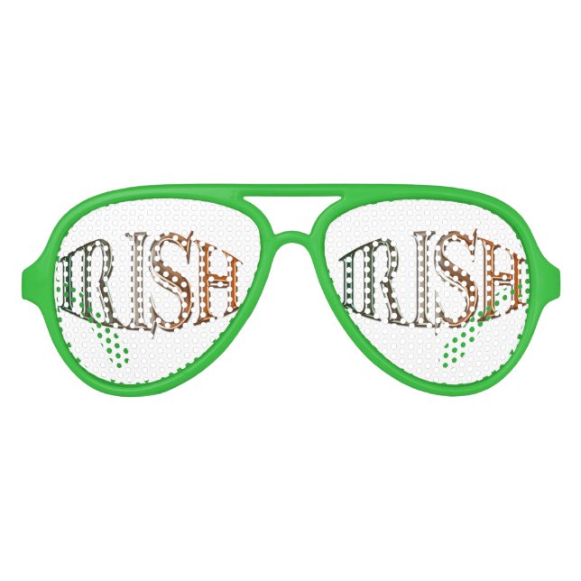 Flag of Ireland Text for Irish Patriots Aviator Sunglasses (Front)