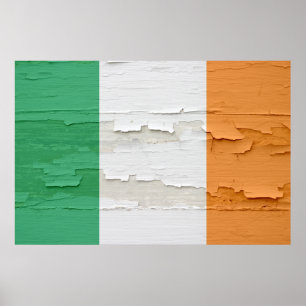 Flag of Ireland Weathered Paint Poster