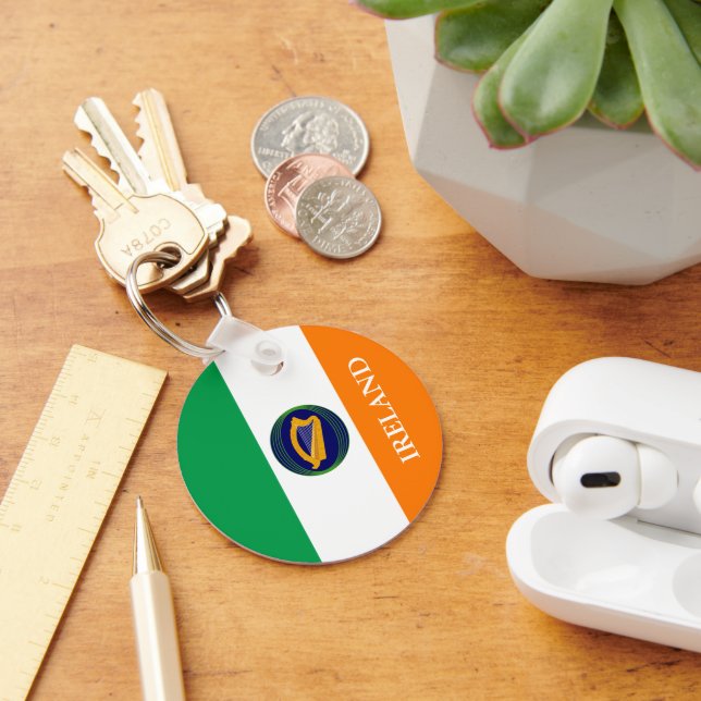 Flag of Ireland with Coat of Arms Keychain (Desk)