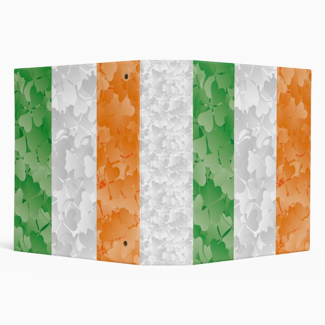 Flag of Ireland with shamrocks pattern 3 Ring Bind Binder (Background)