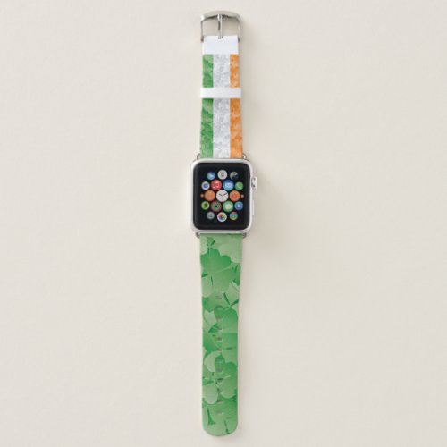 Flag of Ireland with shamrocks pattern Apple Watch Band