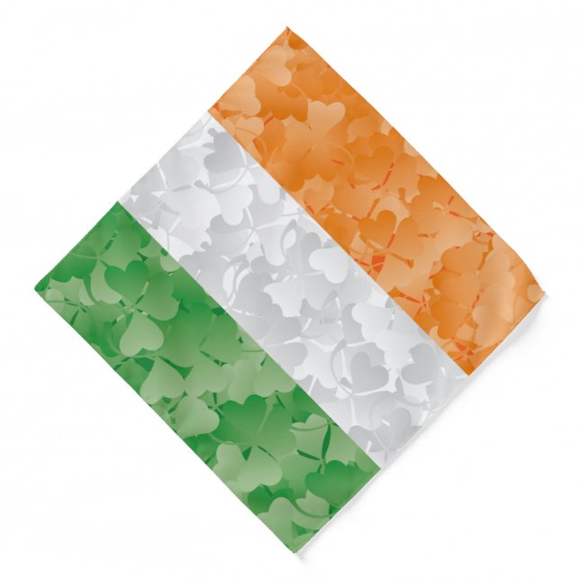 Flag of Ireland with shamrocks pattern Bandana (Front)