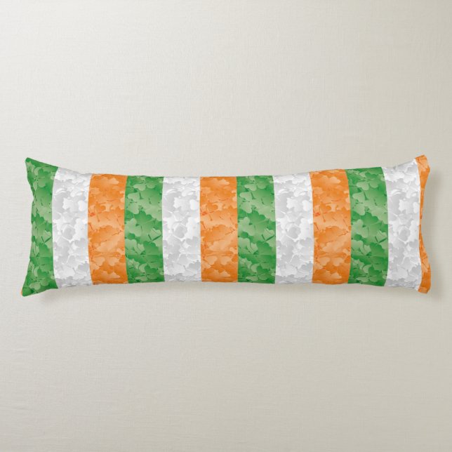 Flag of Ireland with shamrocks pattern Body Pillow (Front)