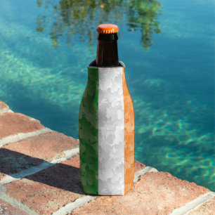 Flag of Ireland with shamrocks pattern Bottle Cooler