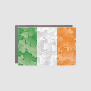 Flag of Ireland with shamrocks pattern Car Magnet