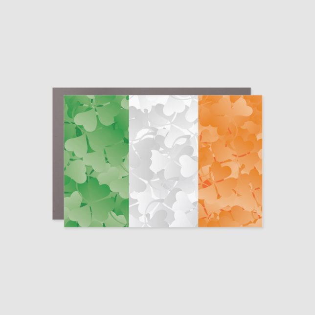 Flag of Ireland with shamrocks pattern Car Magnet (Front)