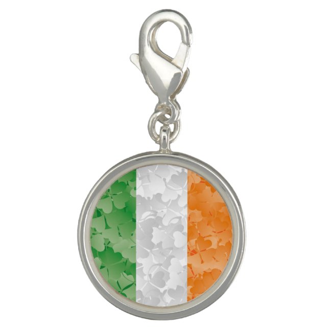 Flag of Ireland with shamrocks pattern Charm (Front)