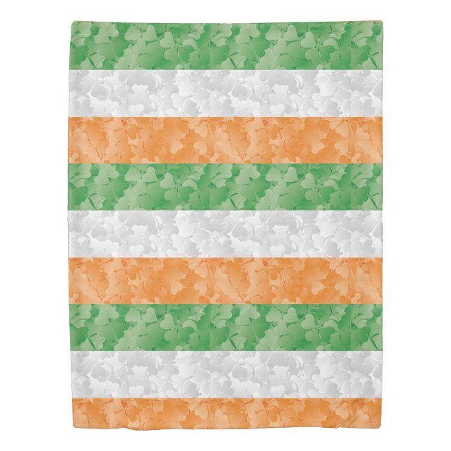 Flag of Ireland with shamrocks pattern Duvet Cover (Front)