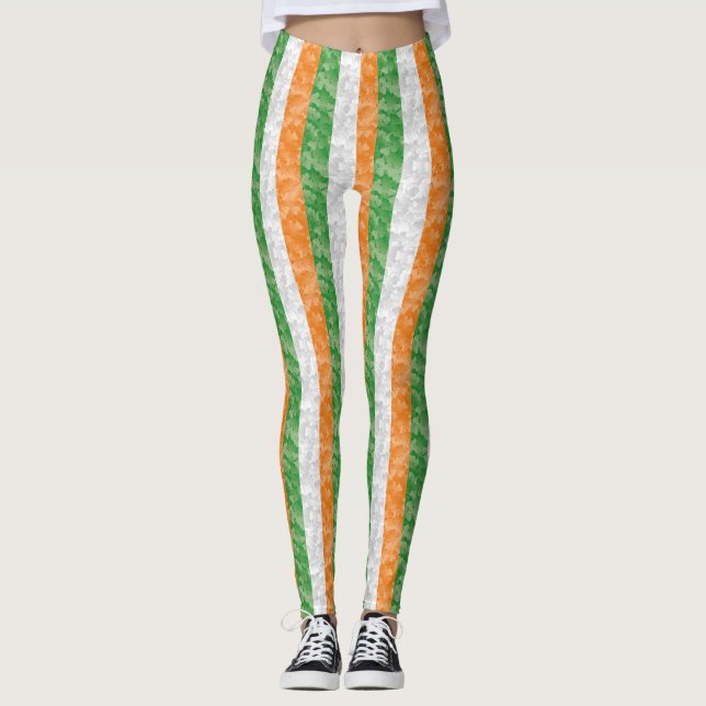  Flag of Ireland with shamrocks pattern Leggings (Front)