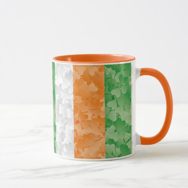 Flag of Ireland with shamrocks pattern Mug (Right)