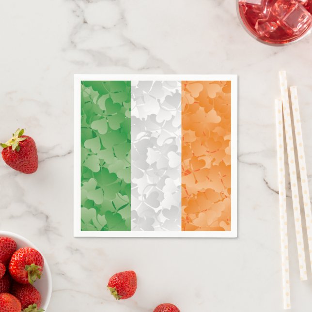 Flag of Ireland with shamrocks pattern Napkins (Insitu)