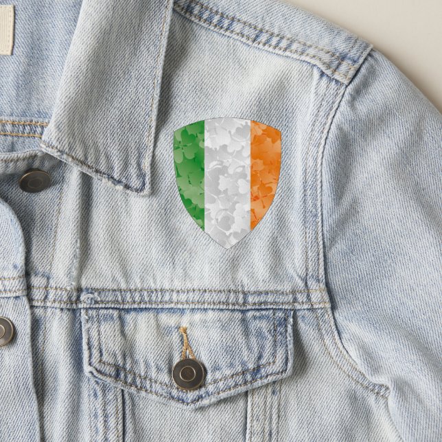 Flag of Ireland with shamrocks pattern Patch (On Jacket)