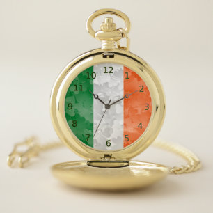 Flag of Ireland with shamrocks pattern Pocket Watch