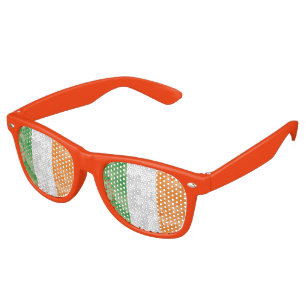 Flag of Ireland with shamrocks pattern Retro Sungl Sunglasses