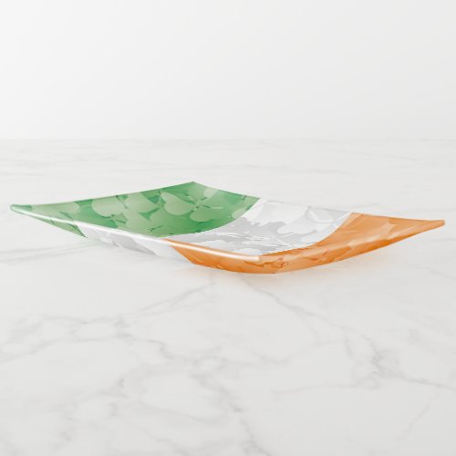 Flag of Ireland with shamrocks pattern Trinket Tray