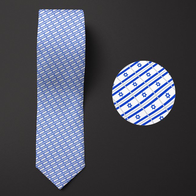 Flag of Israel Pattern Neck Tie (Creator Uploaded)