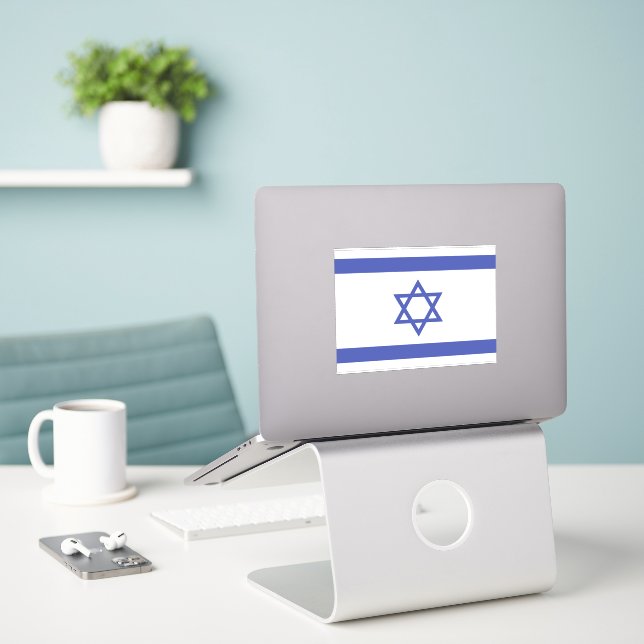Flag of Israel Sticker (Laptop On Desk)