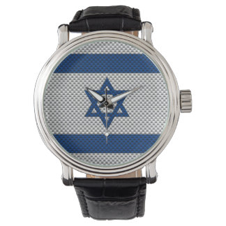 Flag of Israel with Carbon Fiber Effect Watch